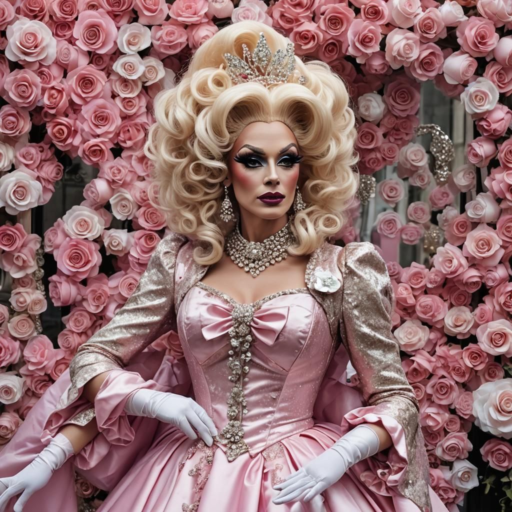 Extravagant Drag Queen in Satin Wonderland Couture
