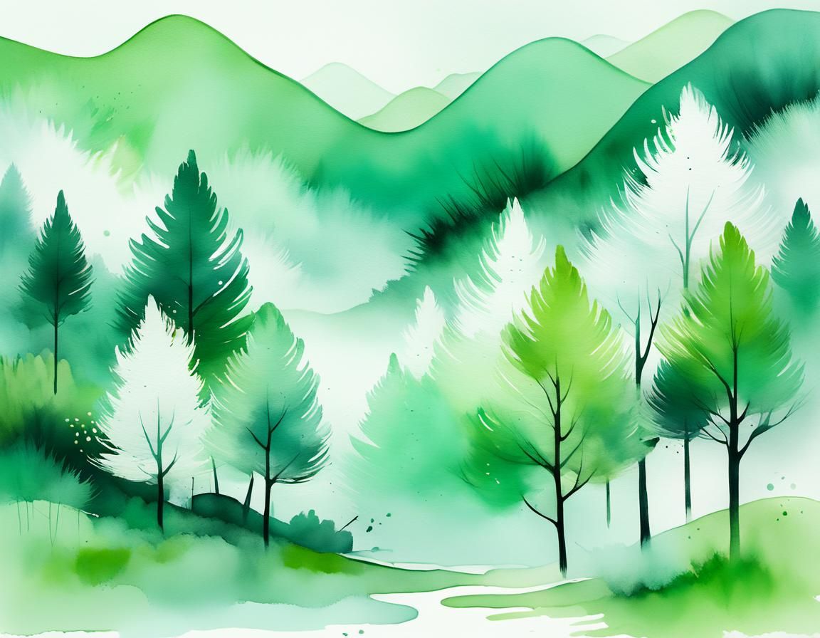 Ethereal Ink Splatter Landscape in Abstract Expressionism