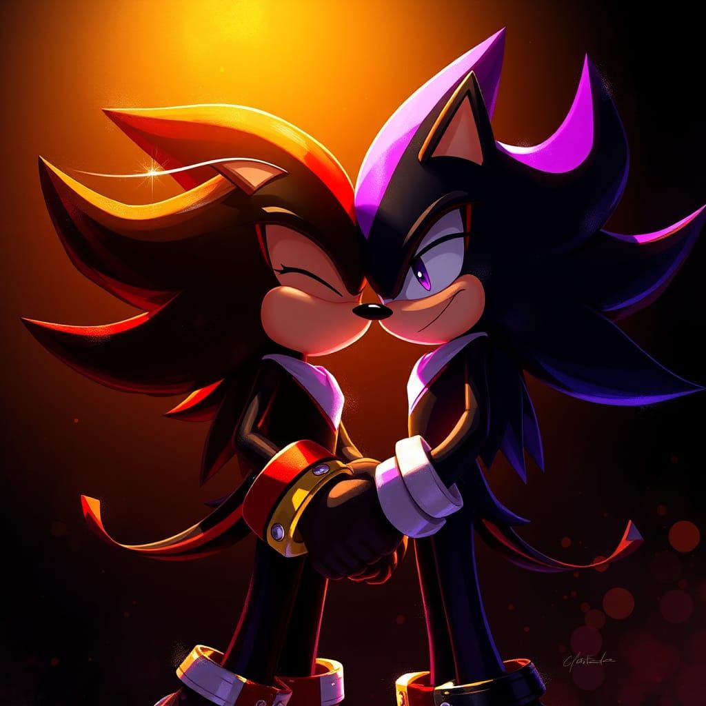 Shadow the Hedgehog: Romantic Encounter in Digital Art