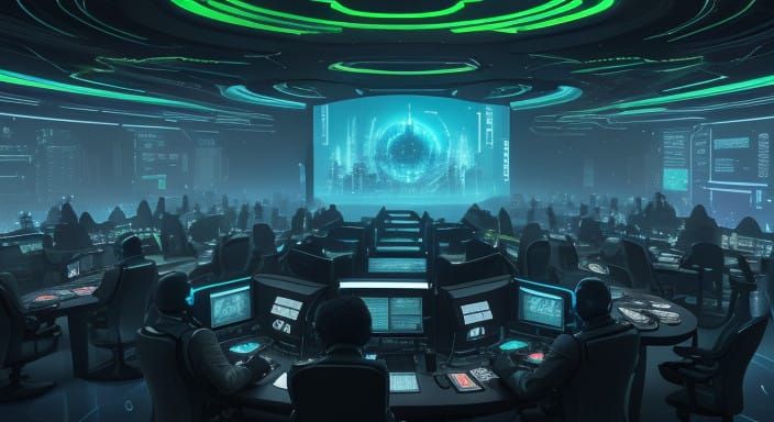 Futuristic Teams Virtual Hub in Neon-Lit Cyberspace