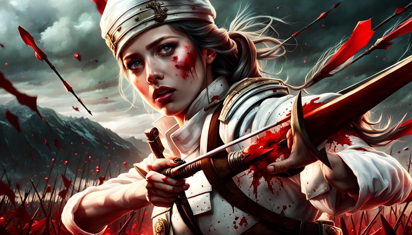 Tragic Medic Girl Shot with Arrow on Battlefield