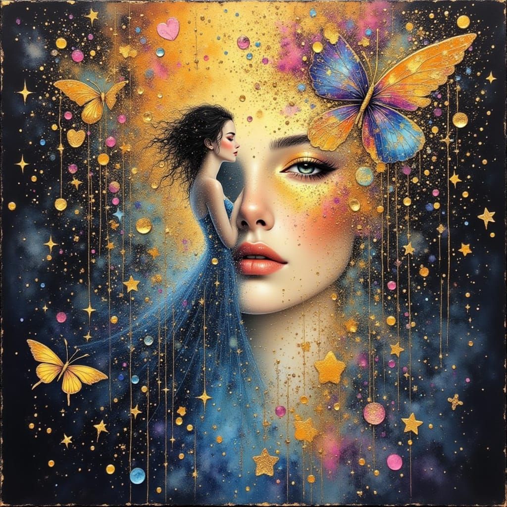 Ethereal Soul Blooming with Vivid Colors in Golden Hour Ligh...