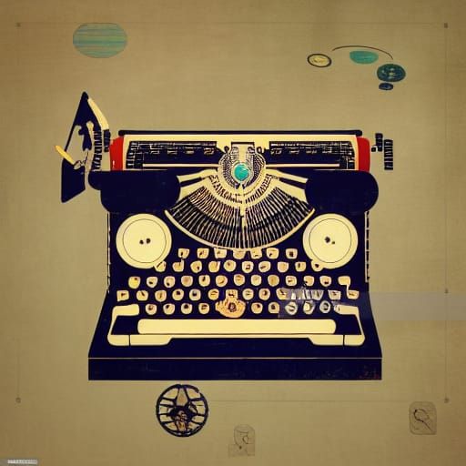 Animated Typewriter with Art Nouveau Architecture