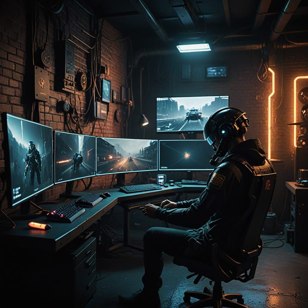 Gamer in High-Octane Gaming Session