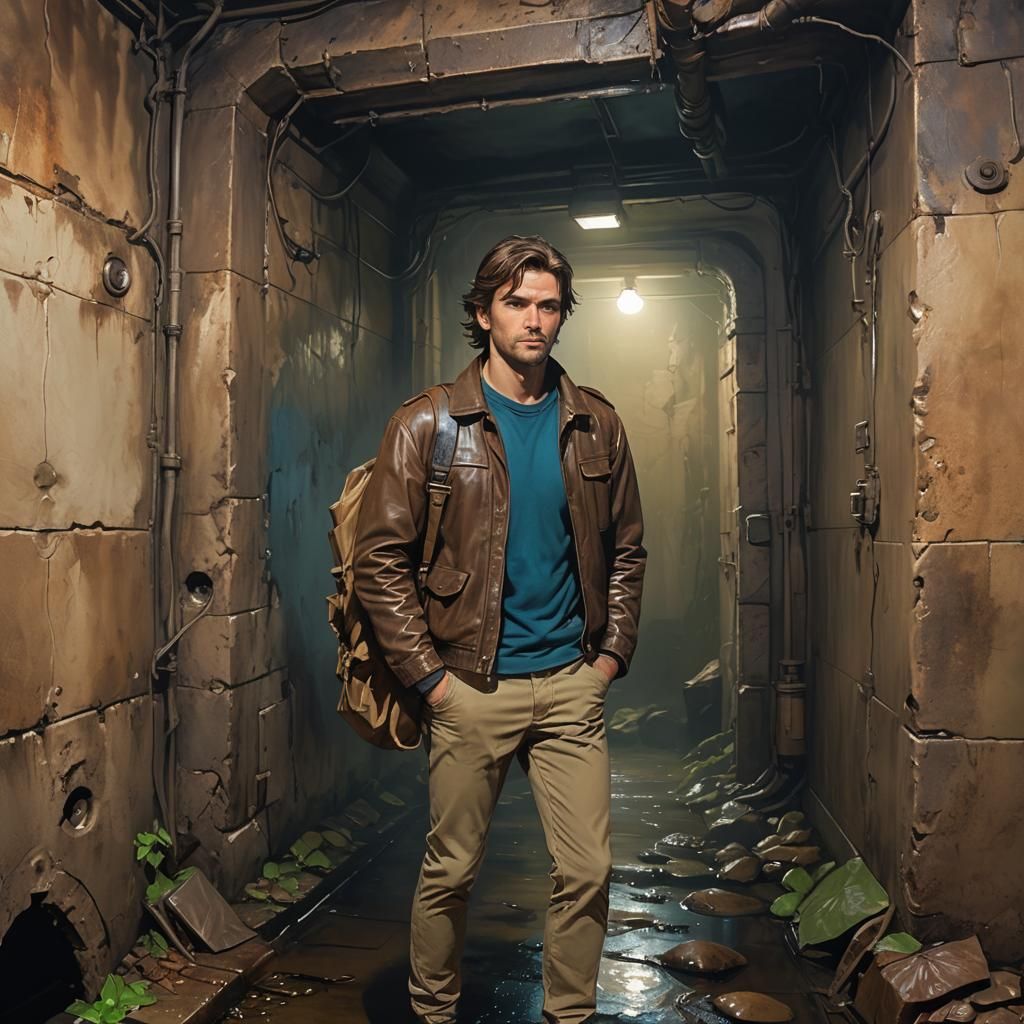 Dark Fantasy Figure in a Dank Sewer Tunnel