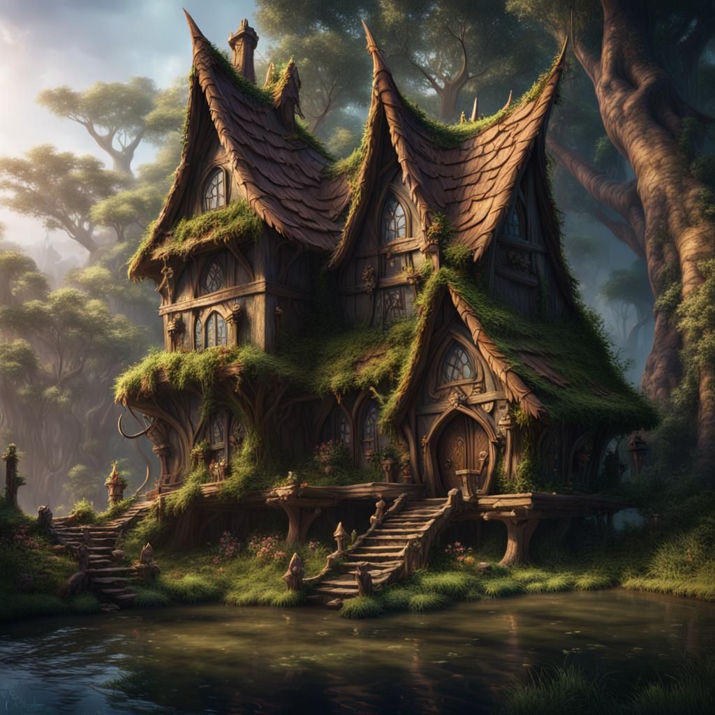 Detailed Wood Elf House Concept Art