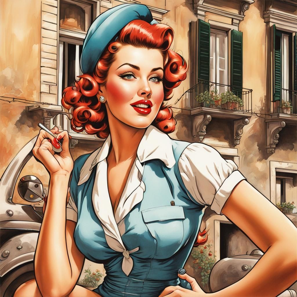 Coloring Book Pin-Up in Italy
