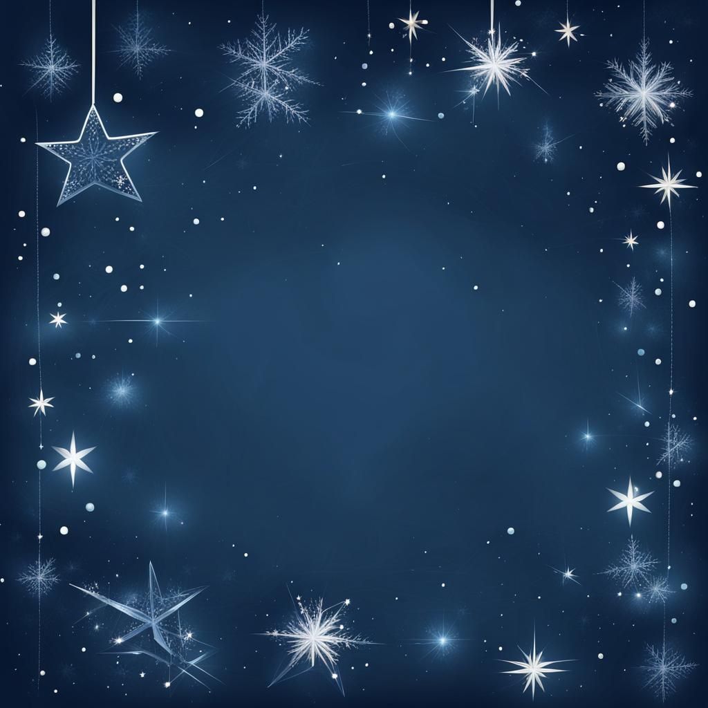 Dark Blue Christmas Background with Stars and Snow