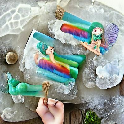 Rainbow Mermaid Popsicle Melting Art