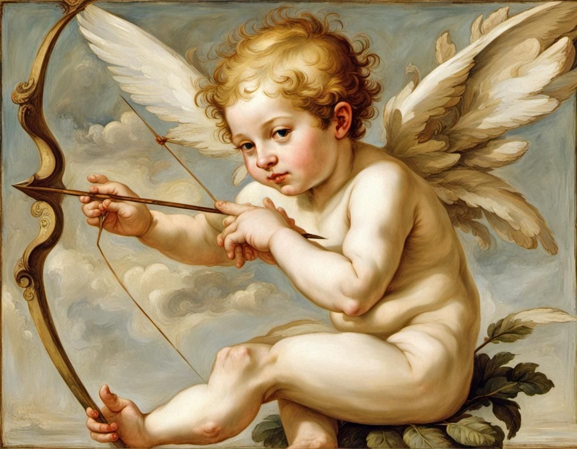 Cupid with Hunting Bow in Renaissance Style