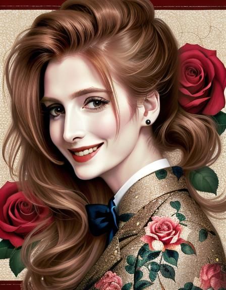Elegant Portrait of a Lady with Roses