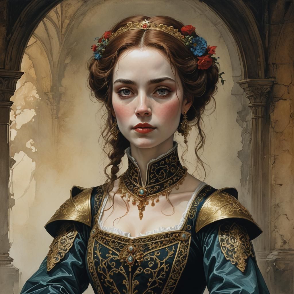 Lady Capulet Portrait in Surrealist Style