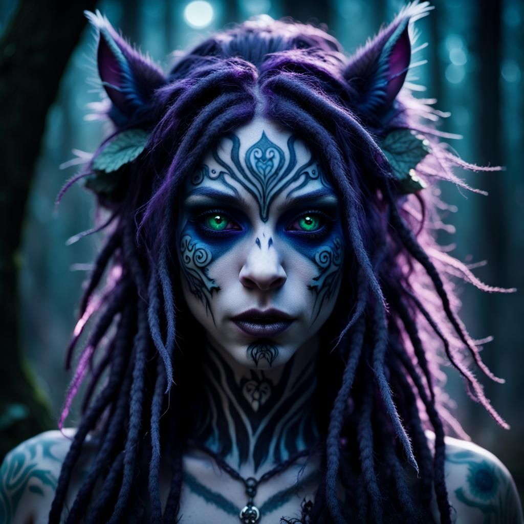 Gothic Goblin-Squirrel-Woman in Anime Style