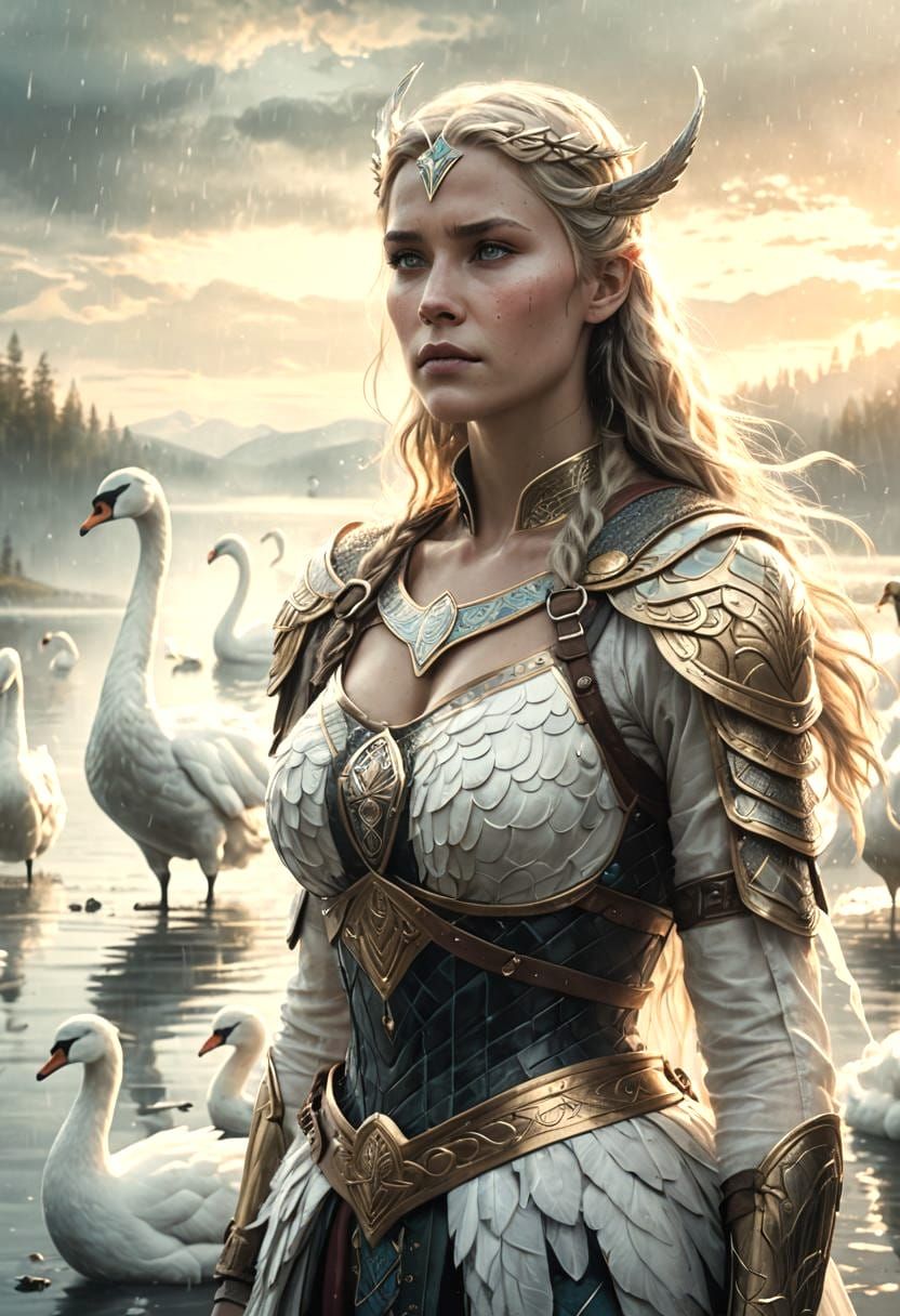 Valkyrie with Swans: A Viking Age Fantasy