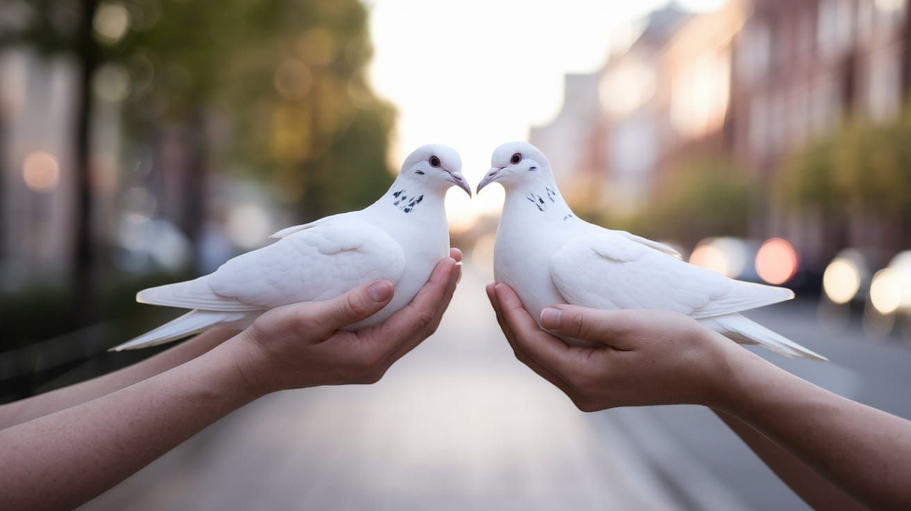Hands Cradling a Dove in Serene Light