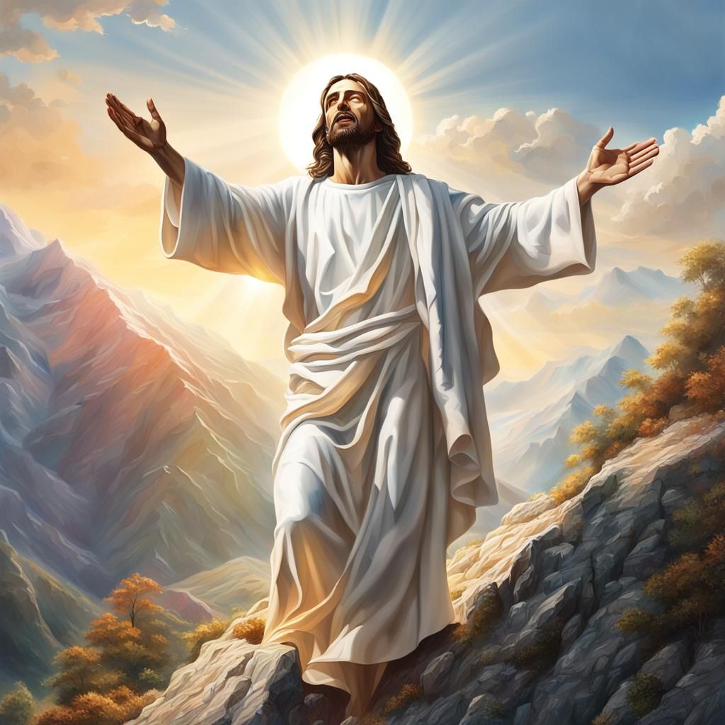 Jesus Transfigured: Hyperrealistic Splash Art