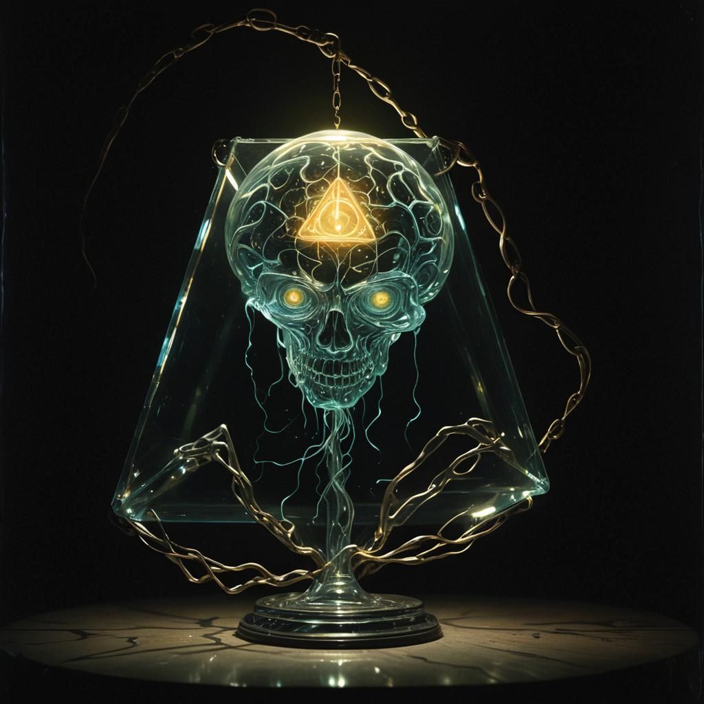 Eerie Glass Eye in Dark Surrealist Oil Painting