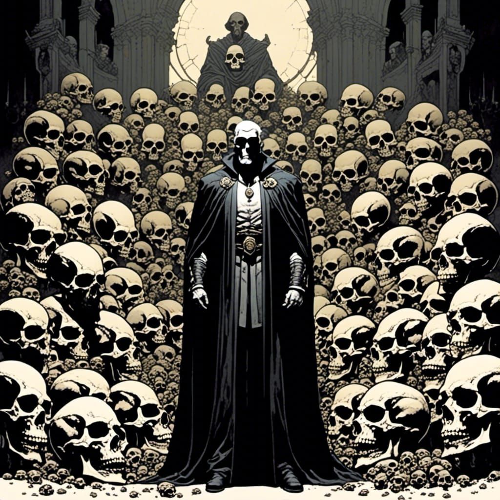 Cleric Among Skulls: Macabre Concept Art