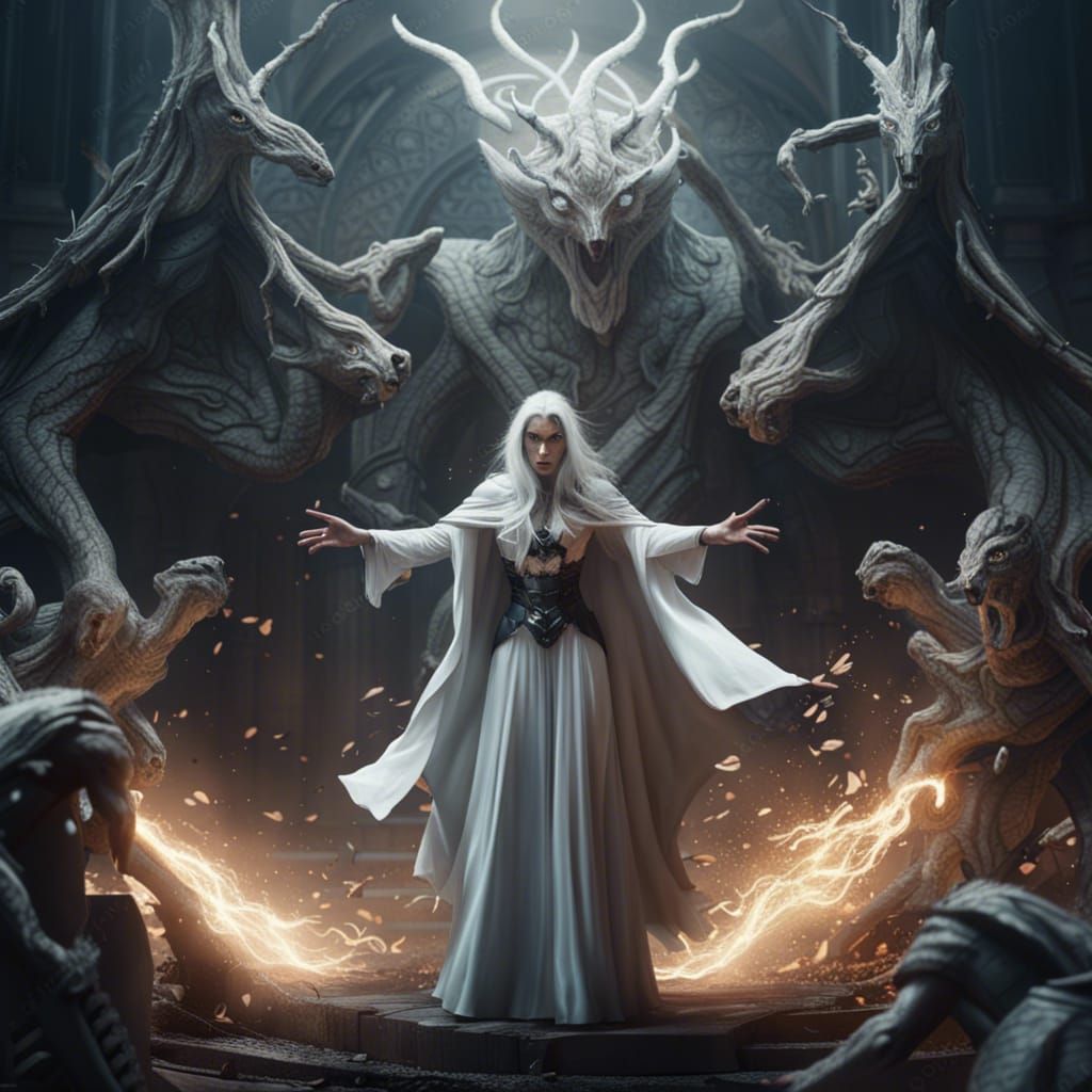 Epic White Sorceress vs Dark Entities