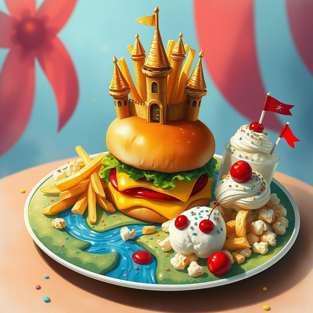 Colorful Childhood Feast in Children's Book Art Style