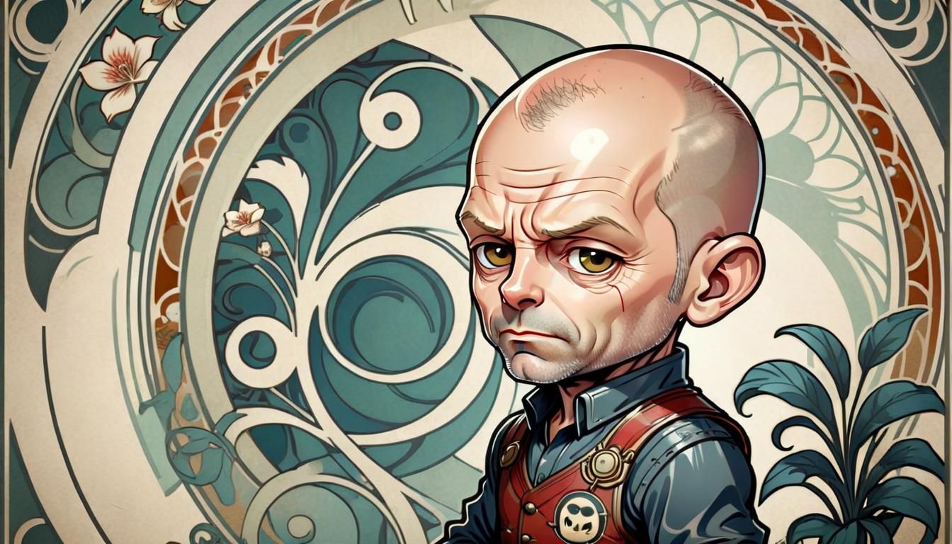 Chibi Bruce Willis in Art Nouveau Style