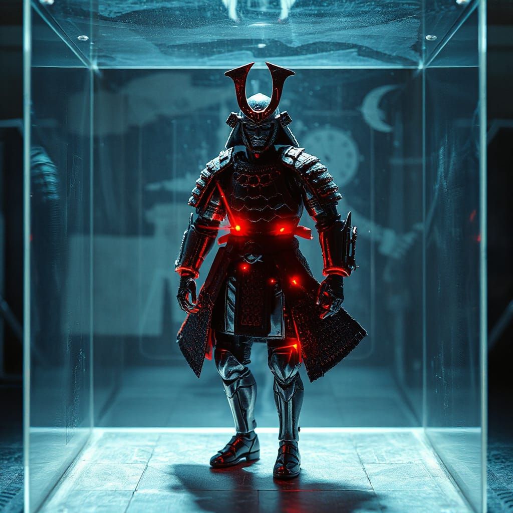Cybernetic Samurai Unfolds from Ancient Armor