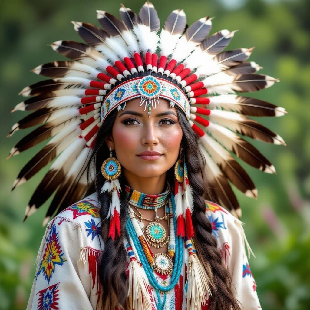 Empowered Native Woman with Healing Light