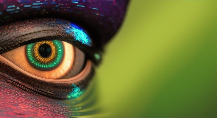 Sci-Fi Cyborg Eye with Digital Matrix Reflection