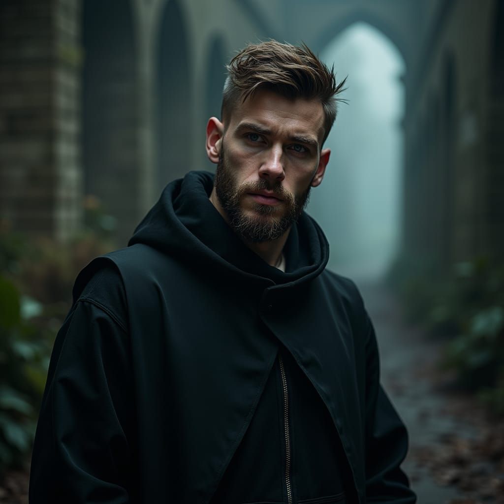 Dark Fantasy Pilgrim in a Haunting Nightmare Realm