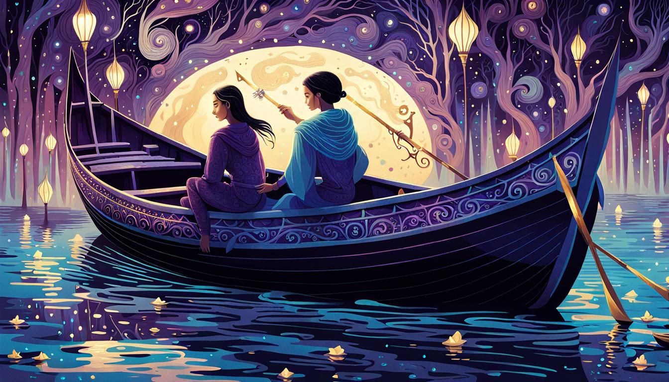 Fantasy Purple People Eater on Ethereal River