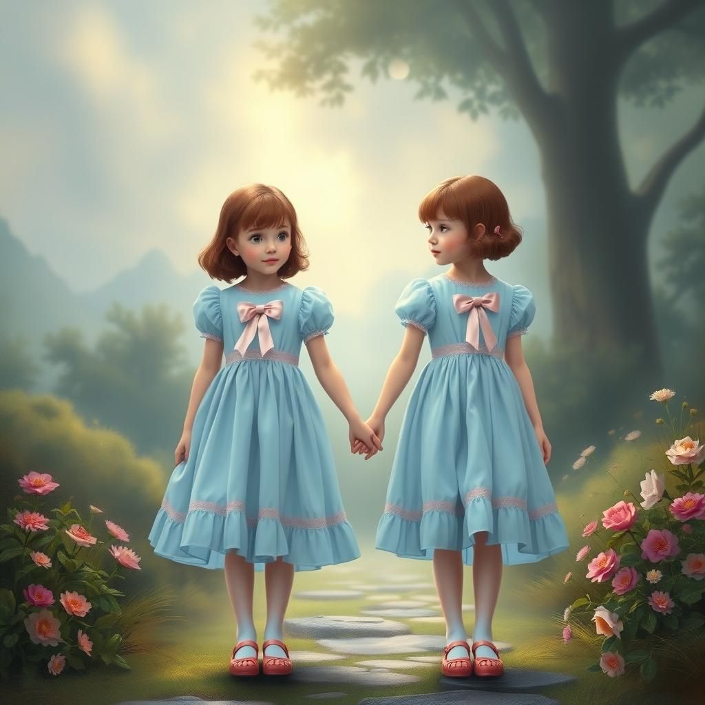 The Shining Grady Twins in Ethereal Fantasy Style