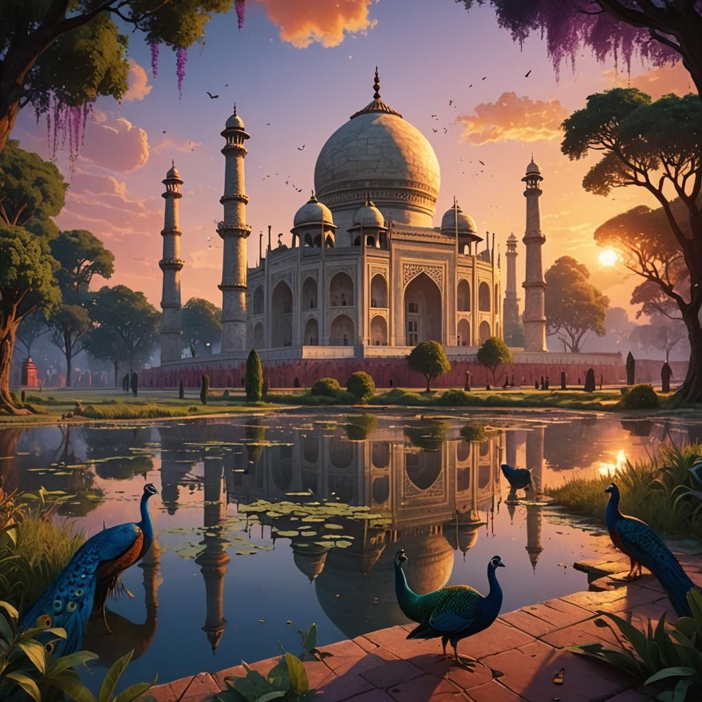 Taj Mahal Sunset: Fantasy Matte Painting