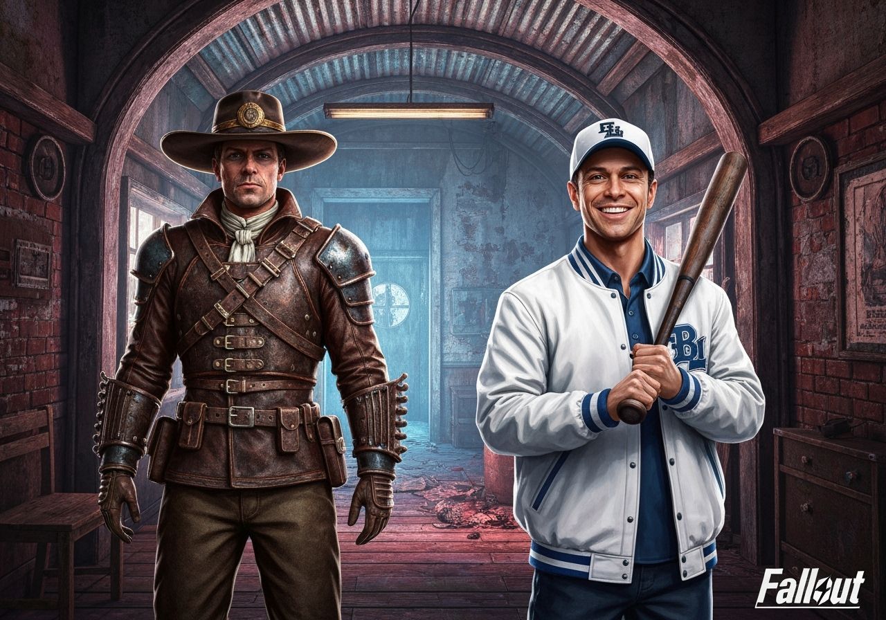Fallout Minuteman and Baseball Player in Gritty Artwork