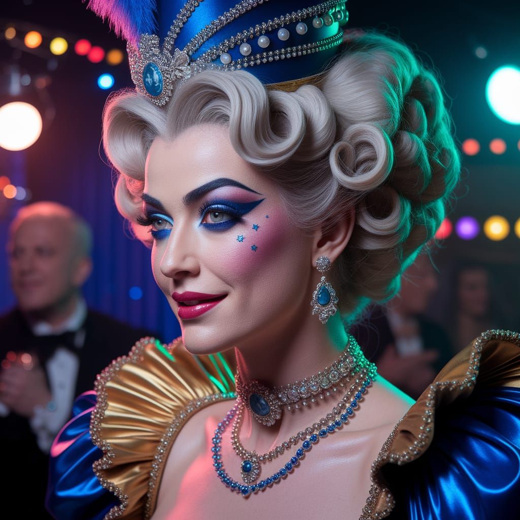 Glamorous Cabaret Showgirl in Splash Art Style