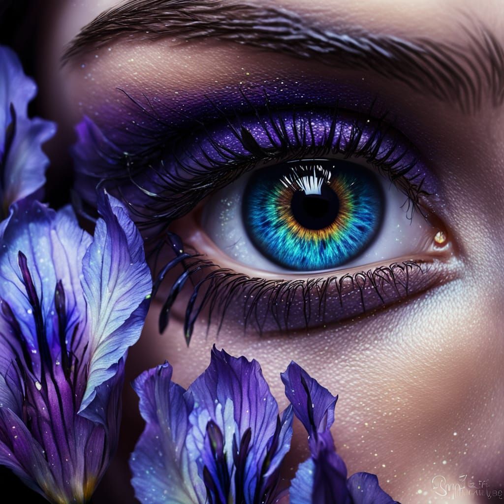 Enchanting Fairy Eyes in Dark Fantasy Oil Painting