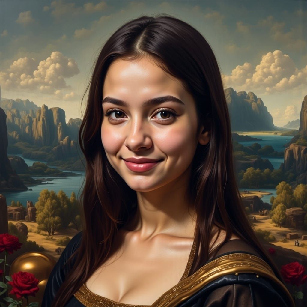 Mystical Portrait of the Mona Lisa in Dreamlike Matte Painti...