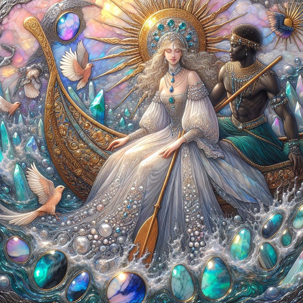 Romantic Queen in Canoe on Larimar Sea