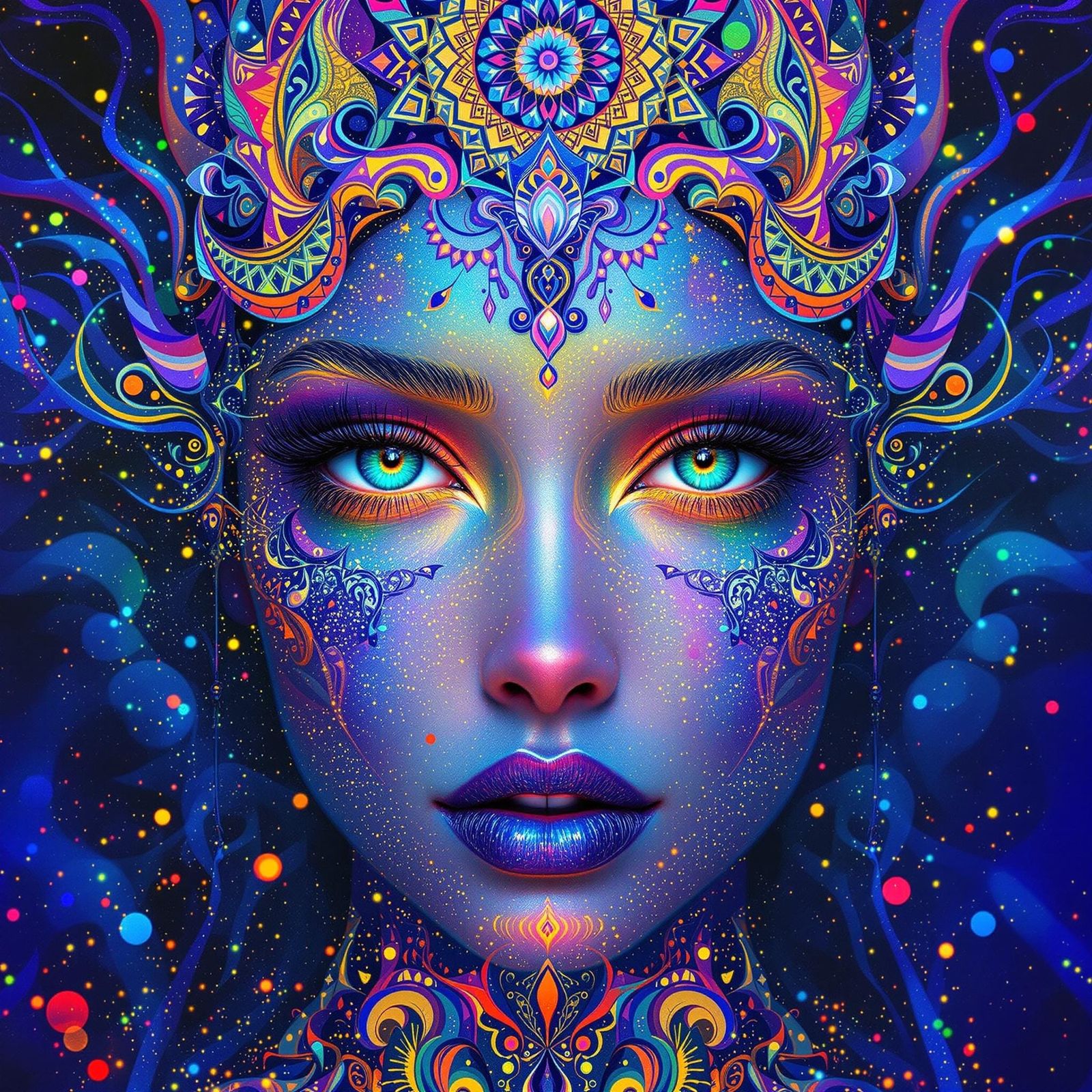 Cosmic Goddess Mandala in Hyperrealism