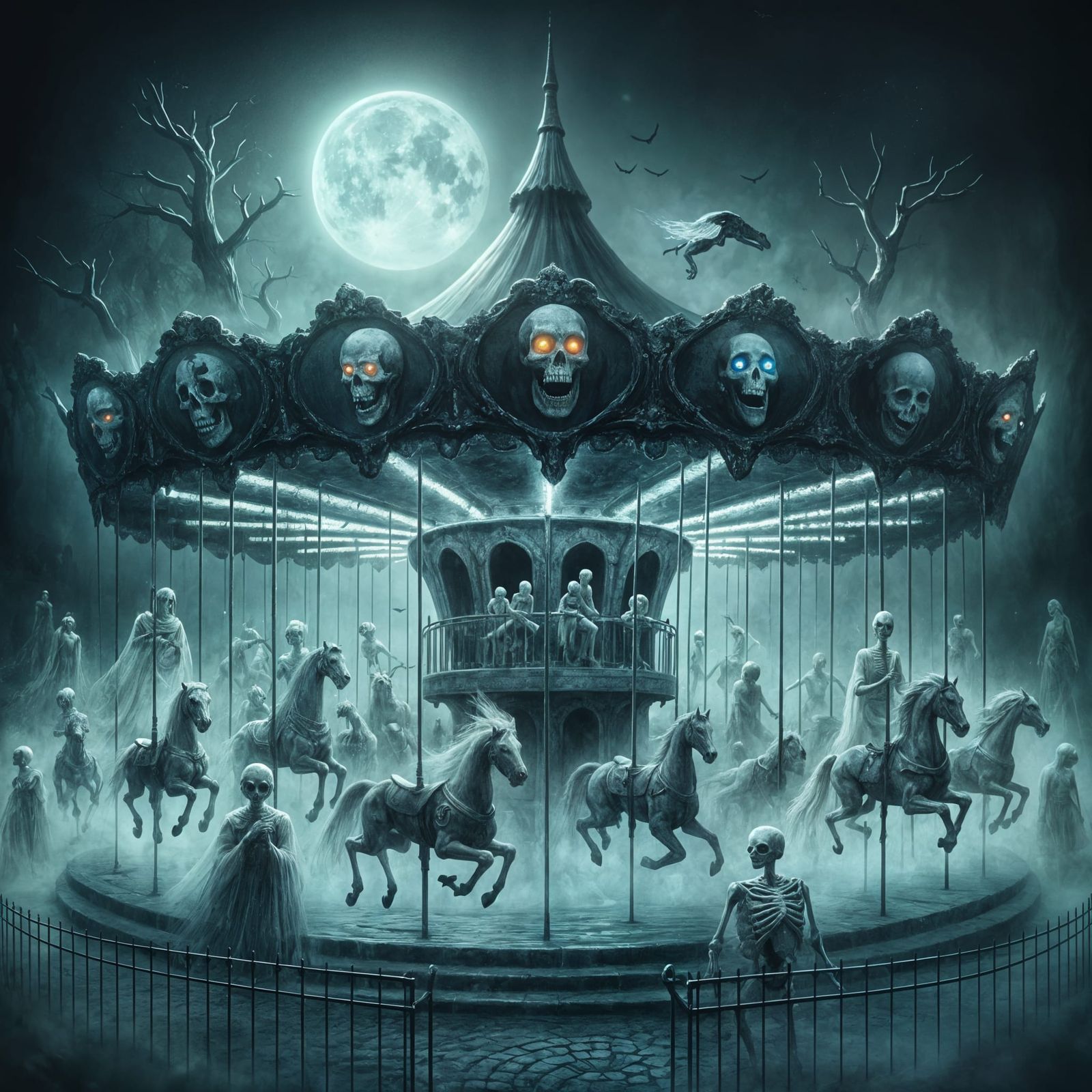 Haunted Carousel in Dark Fantasy Concept Art