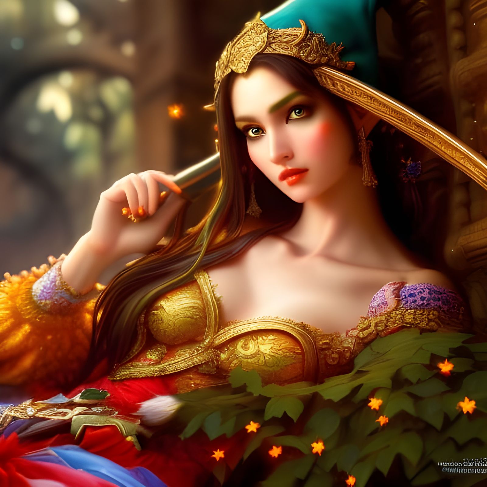 Fantasy Elf Girl in Baroque Style Wallpaper