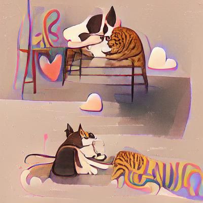 Dog's Affectionate Gaze at Cat