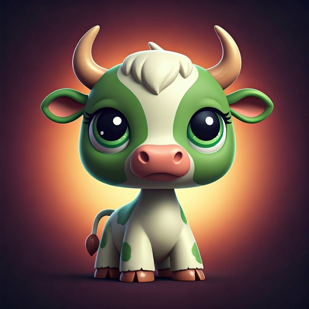Vibrant LPS Cow Toy with Majestic Horns
