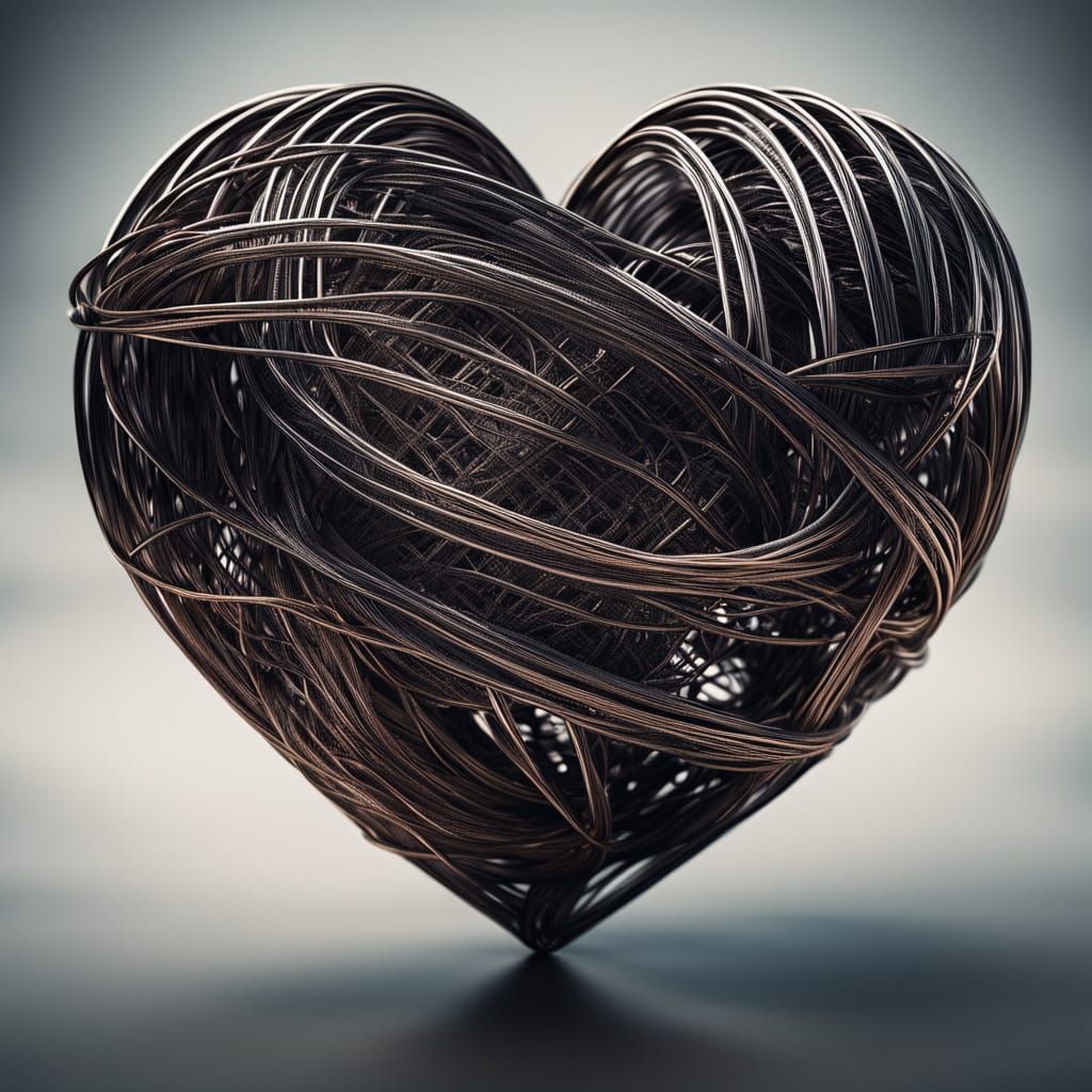 Wire Heart in Industrial Art Style