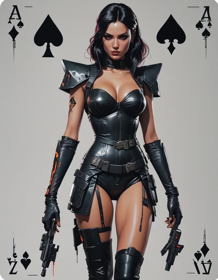 Cyberpunk Ace of Spades with Pinup Girl