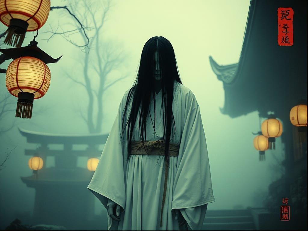 Ethereal Yokai Spirit in Haunted Shinto Shrine
