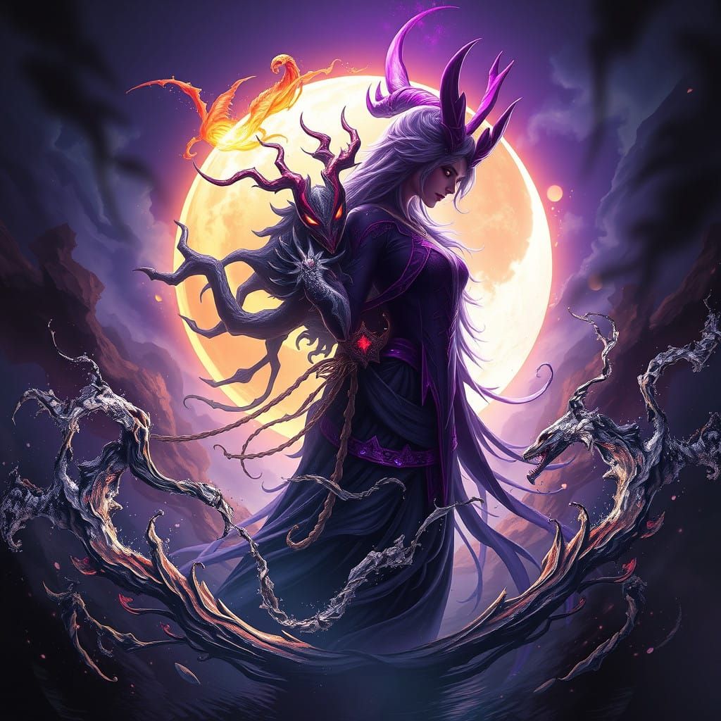 Dark Fantasy Yin Yang Goddess in Masterpiece 8K Art