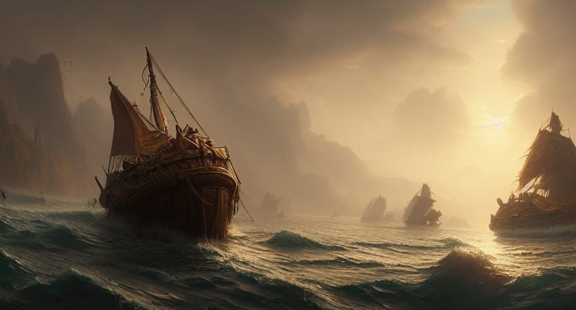 Volcanic Island Landscape in Digital Matte Painting