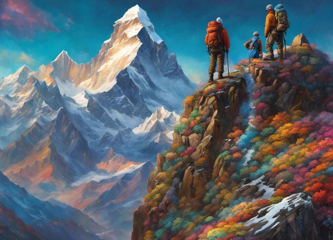 Mount Everest Summit: A Joyful Fantasy Art