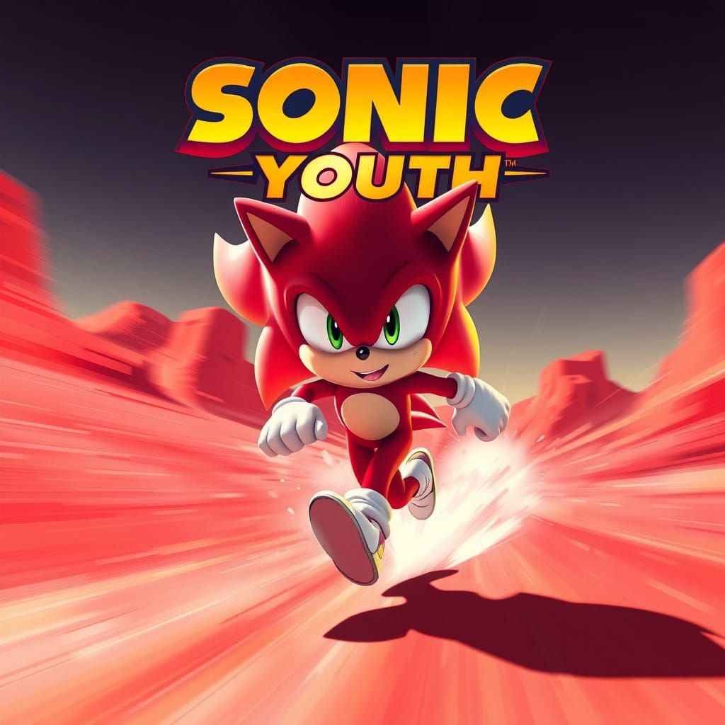 Baby Sonic Races Through Red Desert in Futuristic Art