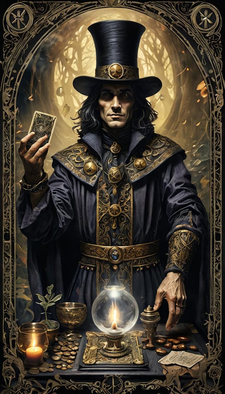 Sinister Magician Tarot Card Illustration